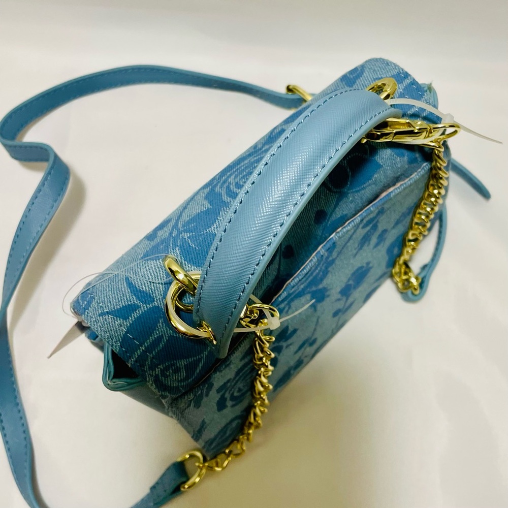 Betsey Johnson Blue DENIM Floral Crossbody Bag with Gold Bow, NWT - Picture 7 of 16